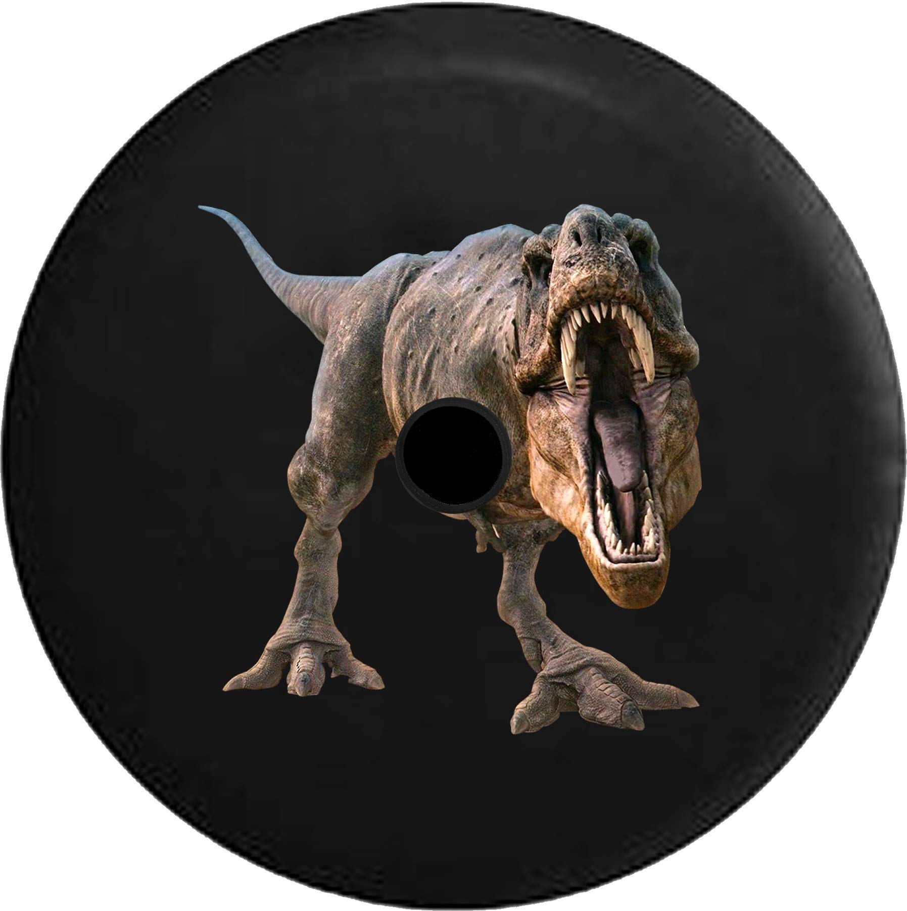 JL Spare Tire Cover T-Rex Tyrannosaurus Dinosaur Park with Backup Camera Hole Black 32 in