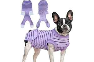 KAROKU Dog Recovery Suit, Surgical Recovery Suit for Male Female Dogs Cats Spayed Onesie After Surgery, Dog Post Surgery Suit Anti Licking & Biting Surgical Shirt with Pee Hole，Purple Small