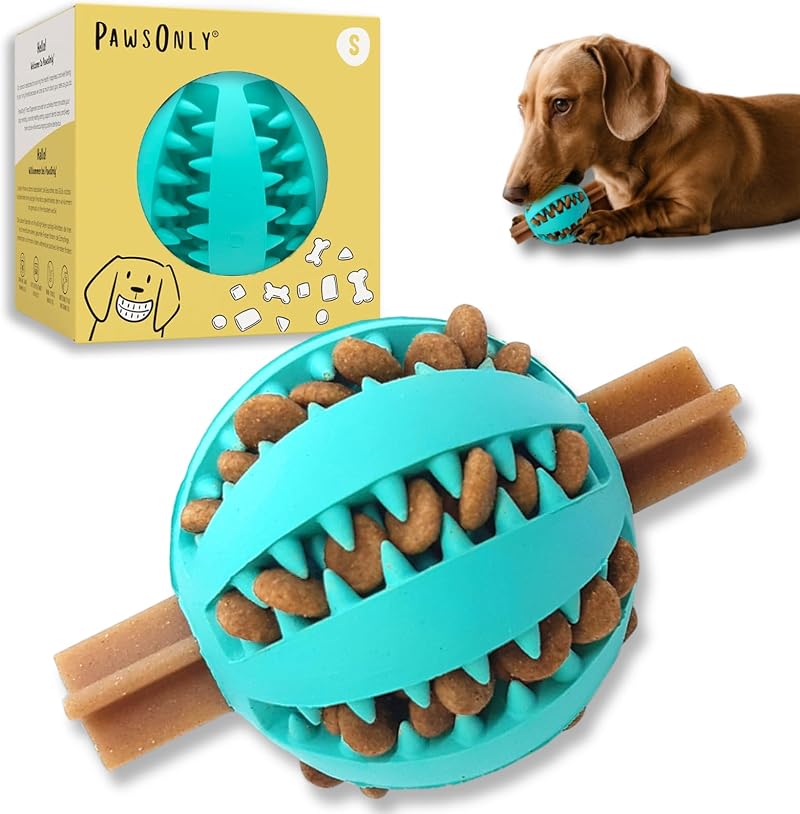 PawsOnly Dog Treat Ball Dispenser Interactive Toy Small 6cm Blue 1 Pack