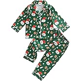 Kuriozud Kids Toddler Boy Christmas Pajamas Long Sleeve Button Down Shirt Top and Pants 2pcs Pjs Sets Sleepwear