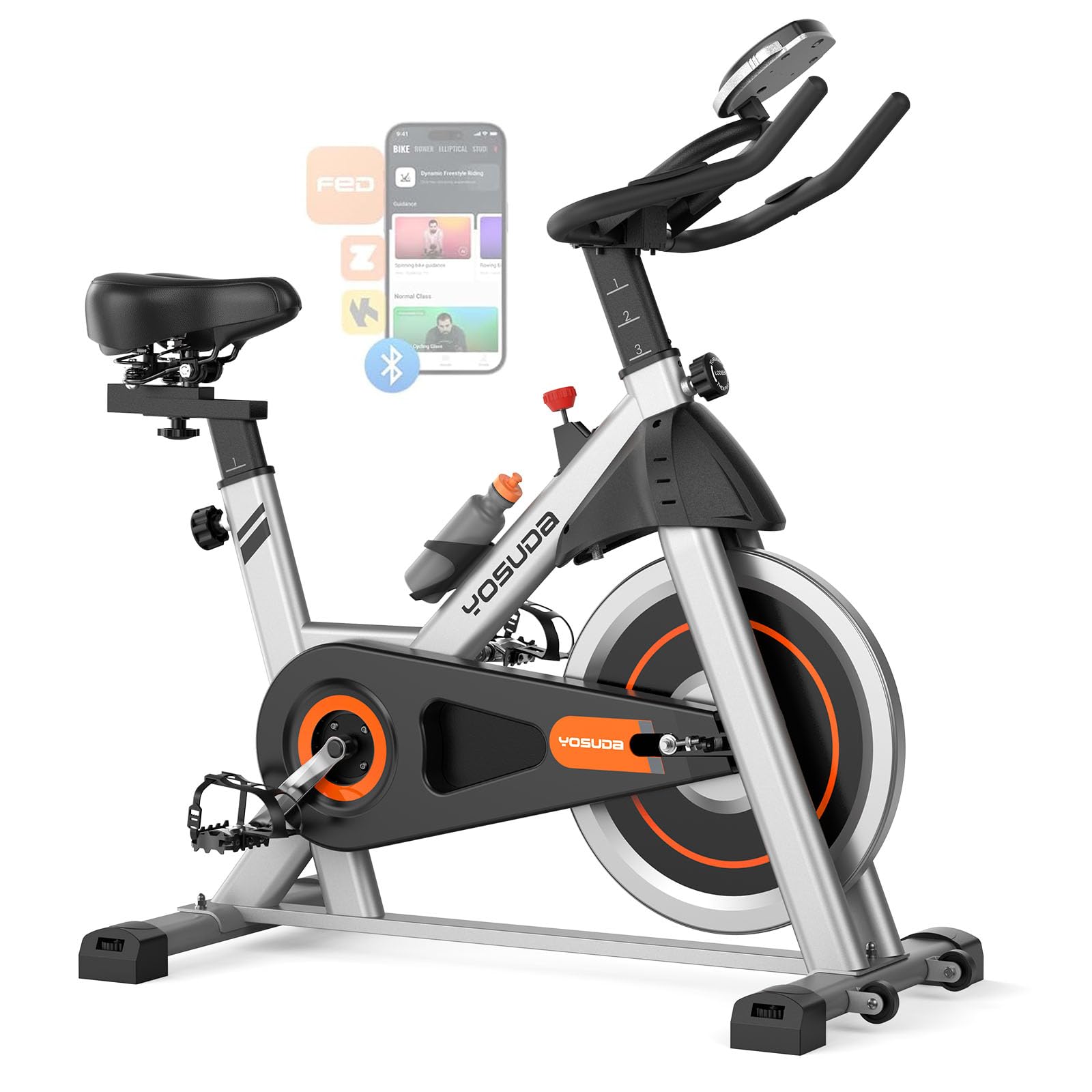 Photo 1 of ***Factory seal***

YOSUDA Exercise Bike, Brake Pad Stationary Bike for Home with Exclusive App, Magnetic Indoor Cycling Bike with 300 lb Weight Capacity, Low Noise, Tablet Holder and Fitness Courses for Weight Loss, Friction-Black