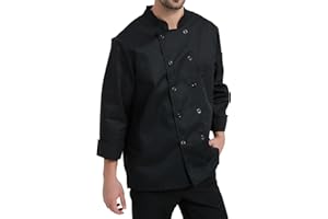 KITCHIEF Chef Jacket Black Chef Coat Long Sleeve Chef Clothes Men,Chef Uniform for Kitchen,Restaurant,Hotel Uniform