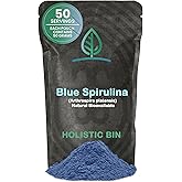 HOLISTIC BIN Blue Spirulina Powder - Organic Blue-Green Algae Supplement, Rich Source of Vegan Protein, Vitamins, & Phytonutrients, Ideal for Smoothies, Baked Goods, & Natural Food Coloring - 50 Grams