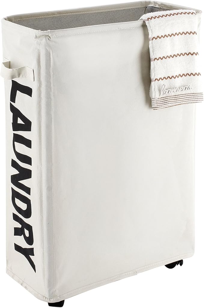 Caroeas 22" Rolling Slim Laundry Basket with Stand Foldable Waterproof