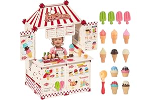 KOALA DIARY Icecream Cart for Kids,30 Pcs Pretend Play Food Truck, Fort Building STEM Toys Kit ,Ice Cream Shop,Grocery Store Pretend Play,Kids Toys for Girls & Boys(Ages 3+)