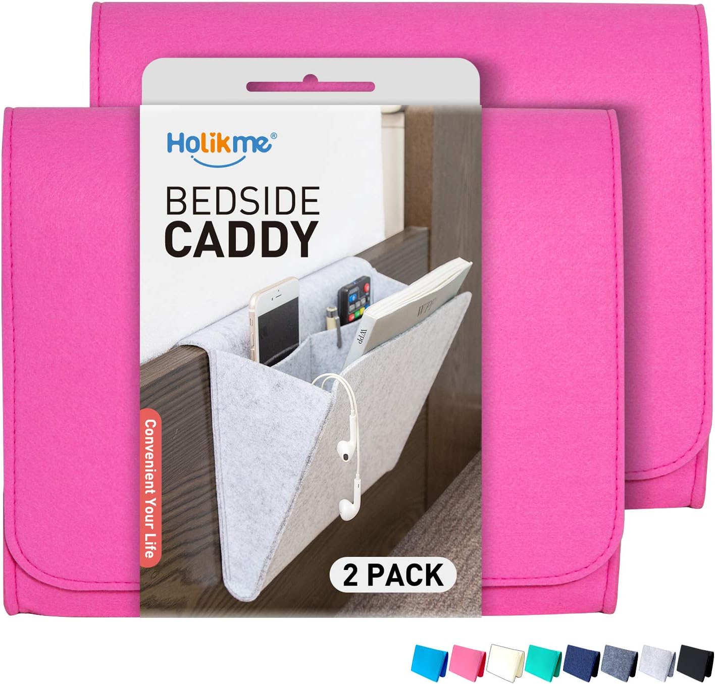 Holikme Bedside Caddy Hanging Bedside Storage Organizer Large Size Under Couch Table Mattress Remote Holder Blue Home Kitchen Cjp Org In