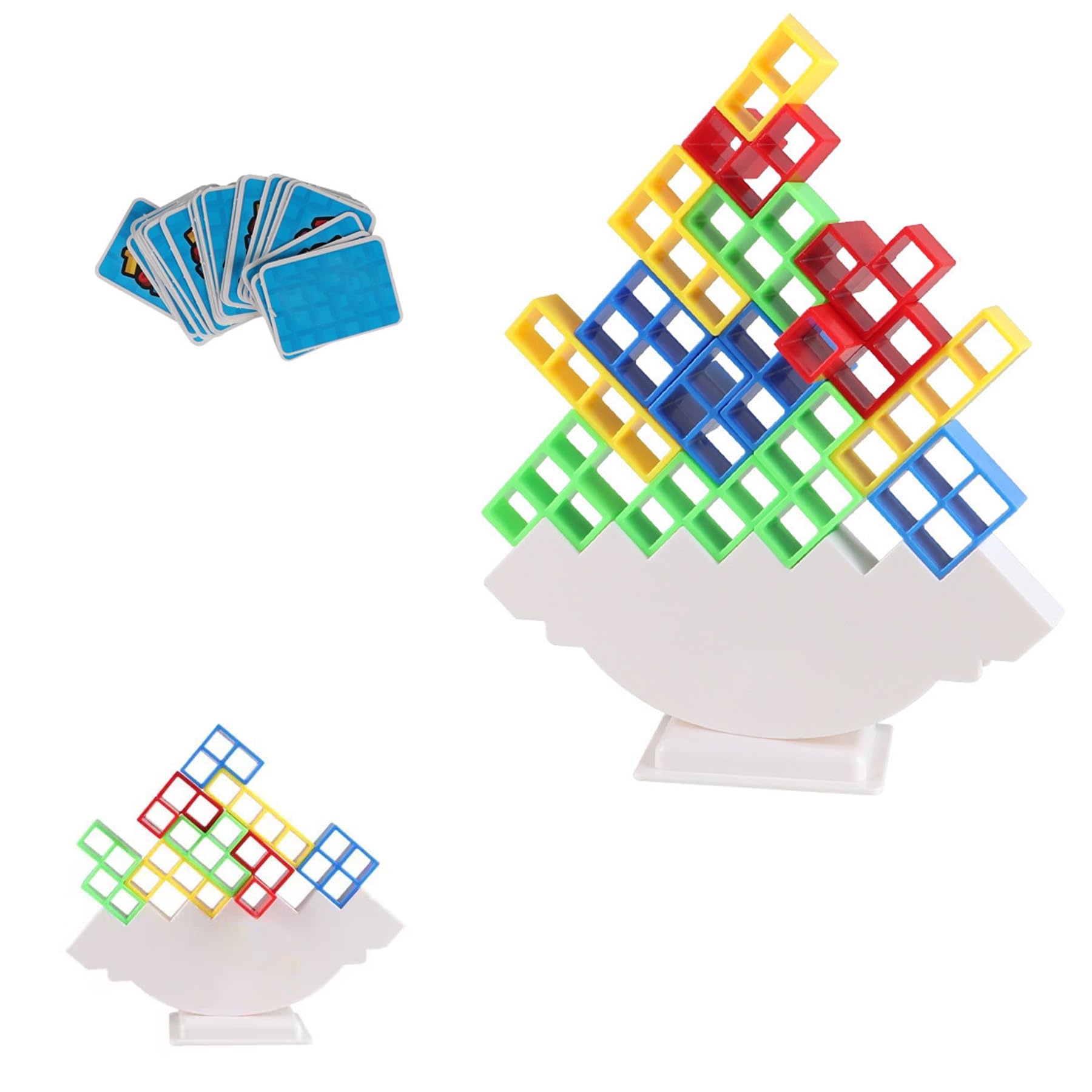 BAIYSFFG 64 PCS Balance and Play Tetra Tower Stacking Blocks Game, Fun and Educational Entertainment for Kids, Board Games for Family, Parties, Travel Building Blocks