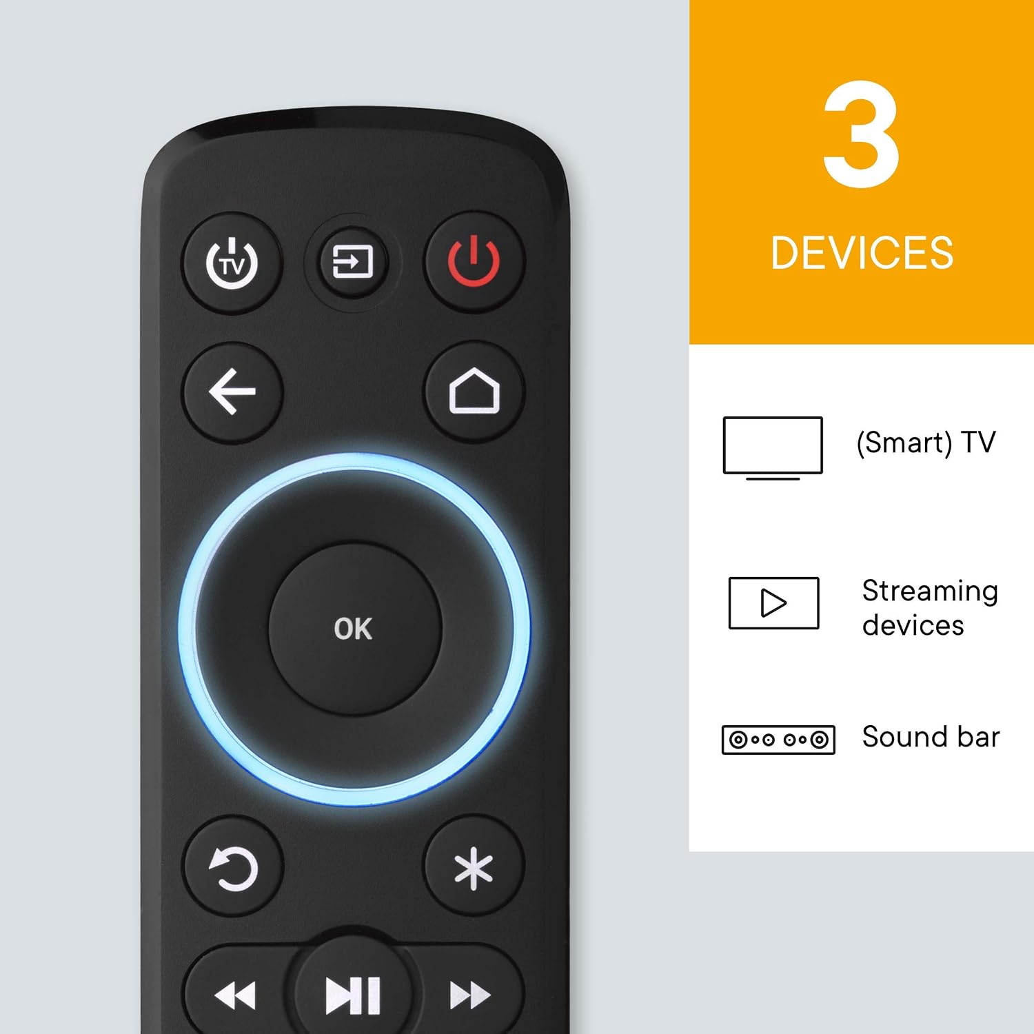 One For All Streamer Remote, Universal Remote Control for up to 3 devices Streamer boxes (Roku - Image 3