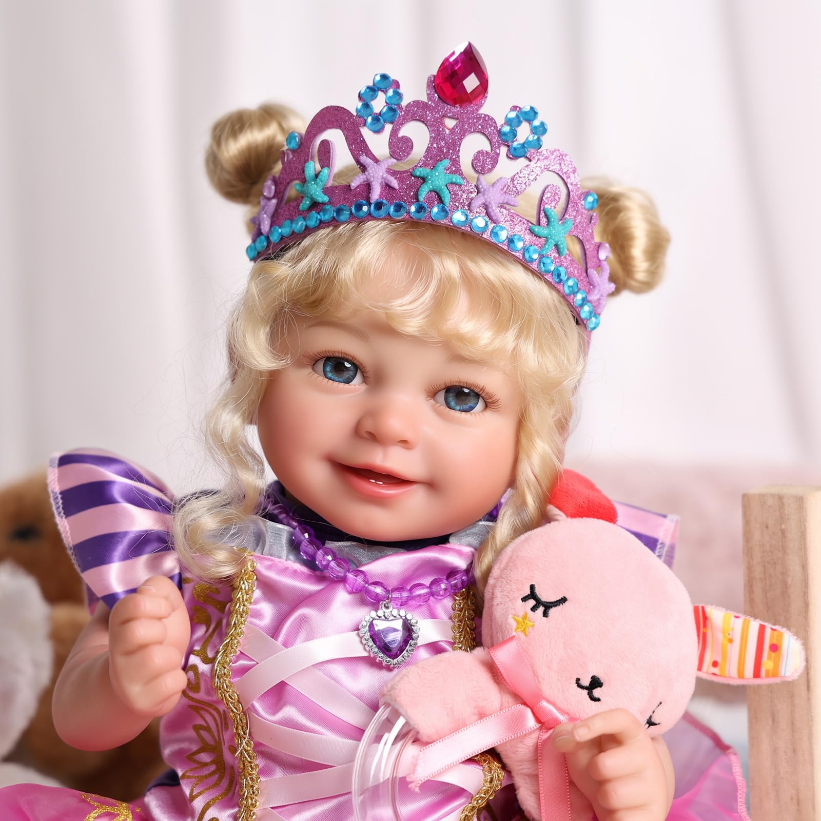 BABESIDE Reborn Baby Dolls Girl - 20 Inch Blonde Hair Realistic Baby Doll with Soft Body, Lifelike Reborn Girl that Looks Real with Beautiful Outfits and Accessories for Kids Age 3+