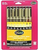 Sakura 30067 8-Piece Pigma Micron, Graphic & Brush Pen Set, Black