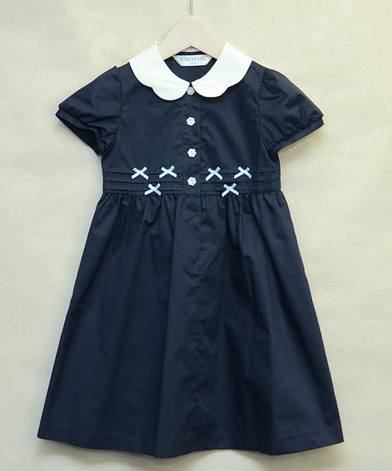 Amazon Chopin ショパン 小学校 幼稚園 お受験 子供服 女の子 フォーマル スカラップ襟ミニリボン半袖ワンピース 8006 50 ネイビー 100cm ワンピース チュニック 通販