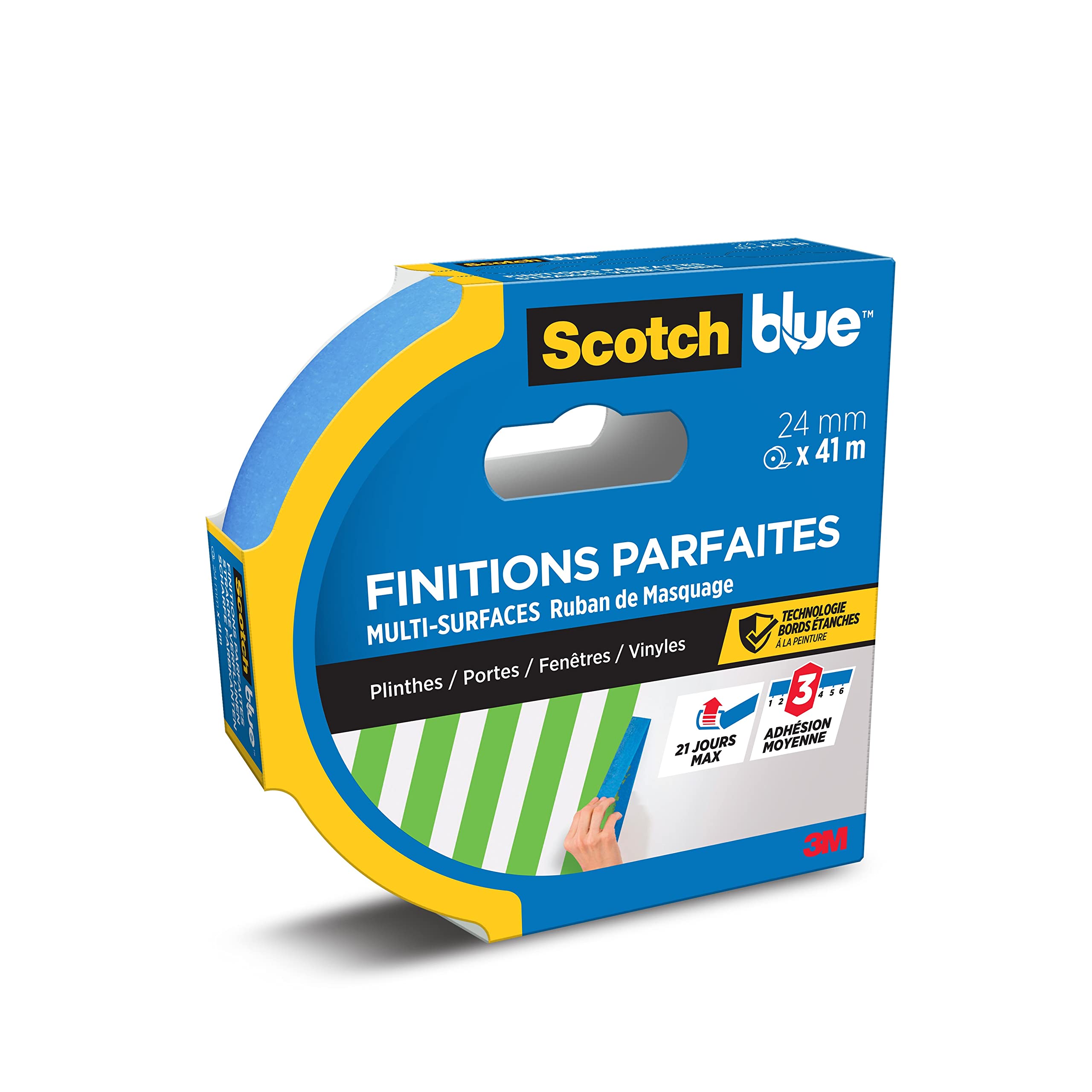 3M ScotchBlue Painter's Masking Tape, Blue, 41m x 24mm (L x W), 1 piece