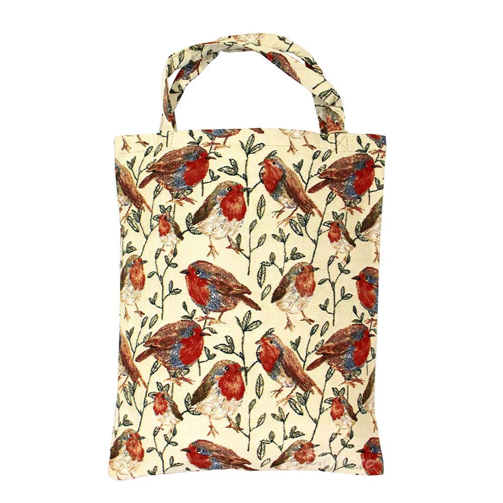 Signare Tapestry Reusable Grocery Eco-Friendly Shopping Tote Bag with William Morris Design (Robin)