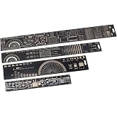 15cm 20cm 25cm 30cm Multifunctional PCB Ruler Measuring Tool Resistor Capacitor Chip IC SMD Diode Transistor Package 180 Degrees (4PCS:15+20+25+30cm)