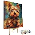 TUMOVO DIY Paint by Numbers Yorkshire Terrier Dog Abstract Adults & Kids Canvas Wall Art Framed 16x20 inch