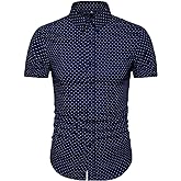 MUSE FATH Men's Printed Dress Shirt-Cotton Casual Short Sleeve Regular Fit Shirt