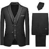 KUDMOL Mens 3 Piece Slim Fit Suit 2 Button Notched Lapel Blazer Formal Tuxedo Business Jacket Vest Pants Set for Wedding