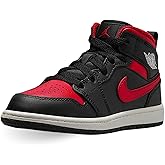 Jordan 1 Mid Little Kids' Shoes (DQ8424-067, Black/Summit White/Varsity Red)
