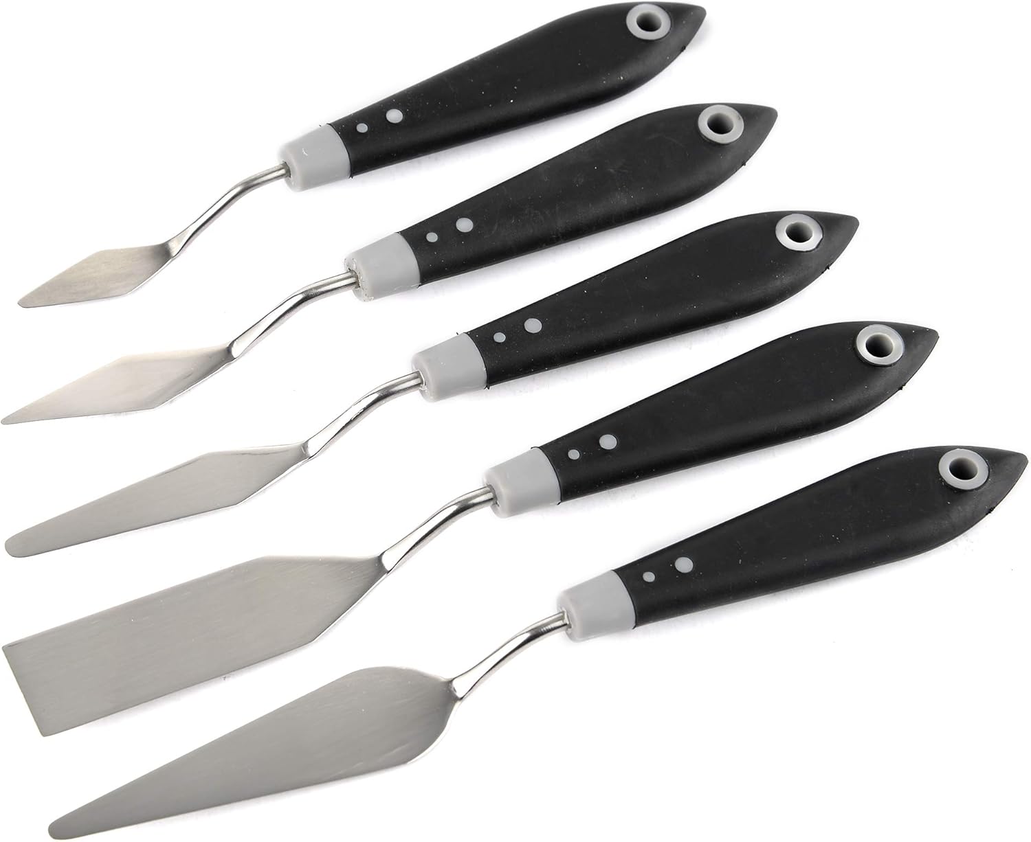CONDA Palette Knife with Comfort Grip Set, 5 pcs Rubber Handle