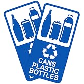 2PCS Recycle Sign for Trash Can，Self-Adhesive Waterproof Fade-Resistant Recycle Cans and Bottle Only Stickers for House，Home，Business，Shop，School，Public Area 3.9 x 8 In
