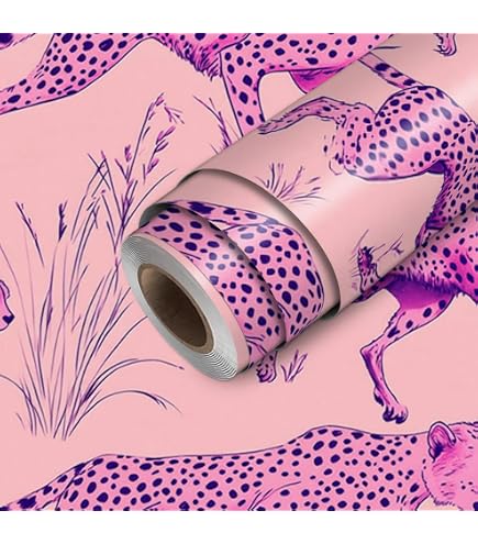 HOMETITUTE Pink Safari Cheetah Wallpaper Peel and Stick Contact