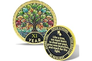 ATERECOSP Tree of Life Sobriety Coin - 11 Year Sobriety Coin, AA Chip Medallion & NA Recovery Medallion, Alcoholics Anonymous Medallion for Celebrating Sobriety Anniversary, Sobriety Gifts for Men & Women