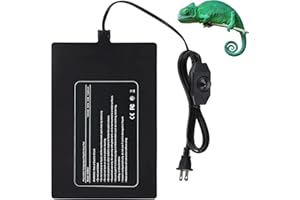 XIEHUZA Reptile Heating Pad, 23W Temperature Adjustable Under Tank Heater with Adhesive for 30-40gal Tank, Waterproof Heat Mat for Turtle, Lizard, Snake, Reptile, and Other Small Animals, 12x8 inch
