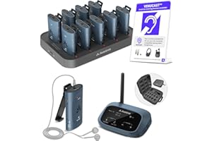 Avantree AuraPlex MX - Auracast Assistive Listening System with 1 Transmitter & 10 Wireless Receivers, Up to 328ft Audio Cove