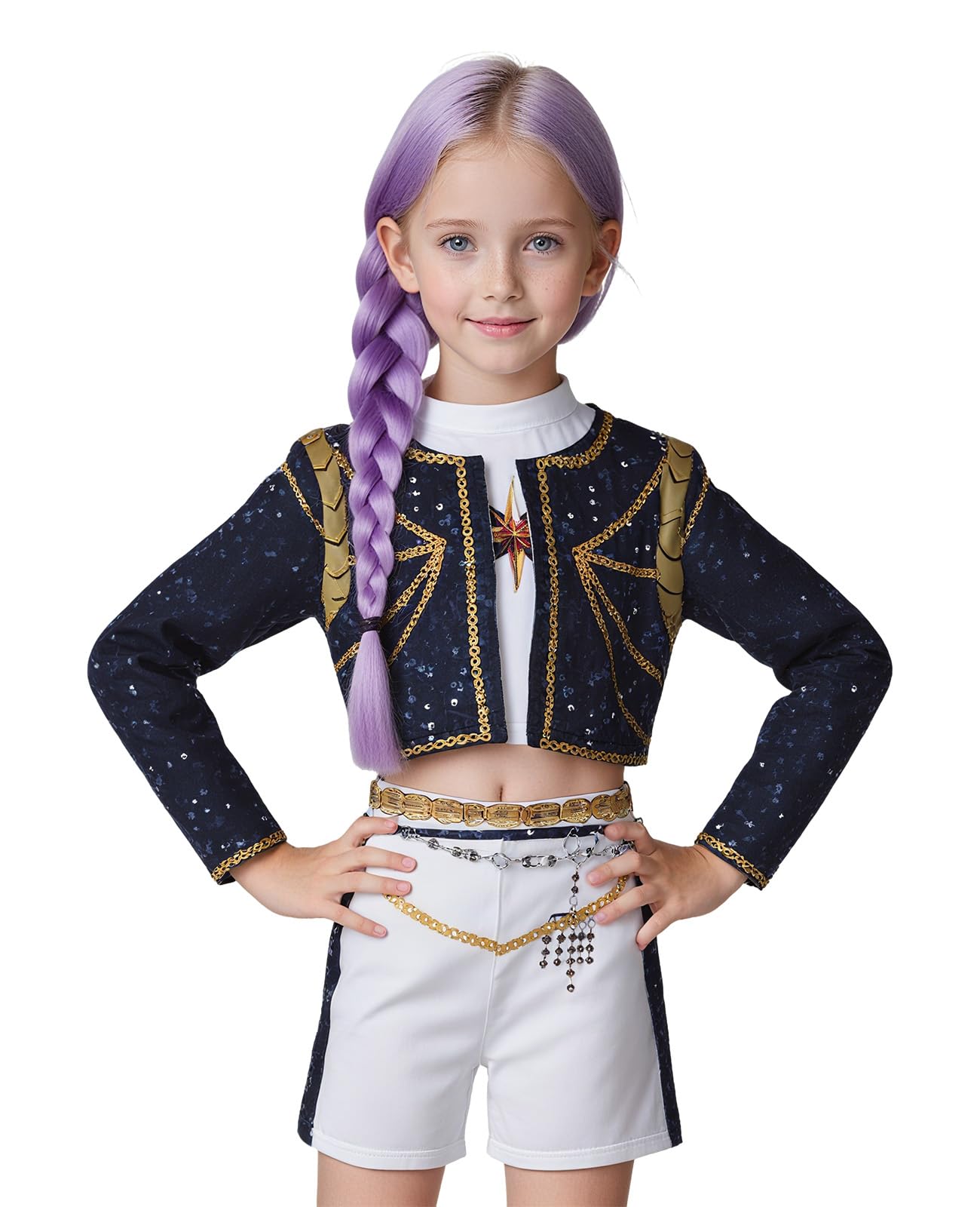 Photo 1 of ACLGCSU K POP Costume for Kids, Singer Costume for Girls, Golden Stage Star Halloween Cosplay Dress Up