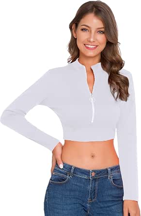 Slim Fit Zipper Crop Top 