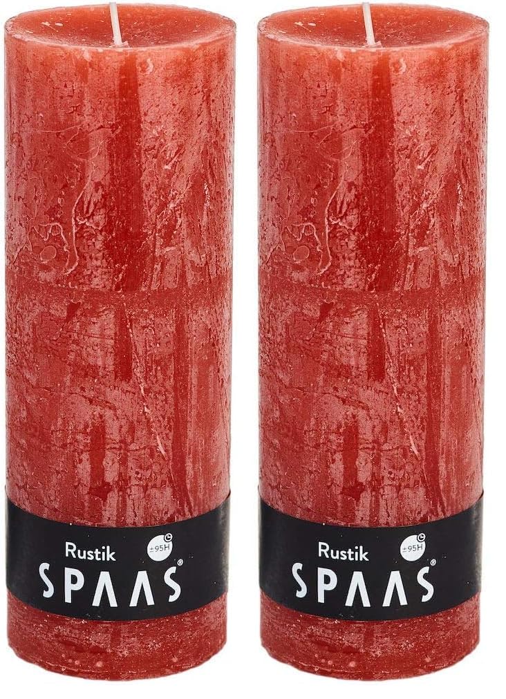 Spaas Rustic Unscented Pillar Candle Ginger Orange 68/190 mm, ± 95 Hours (Pack of 2)