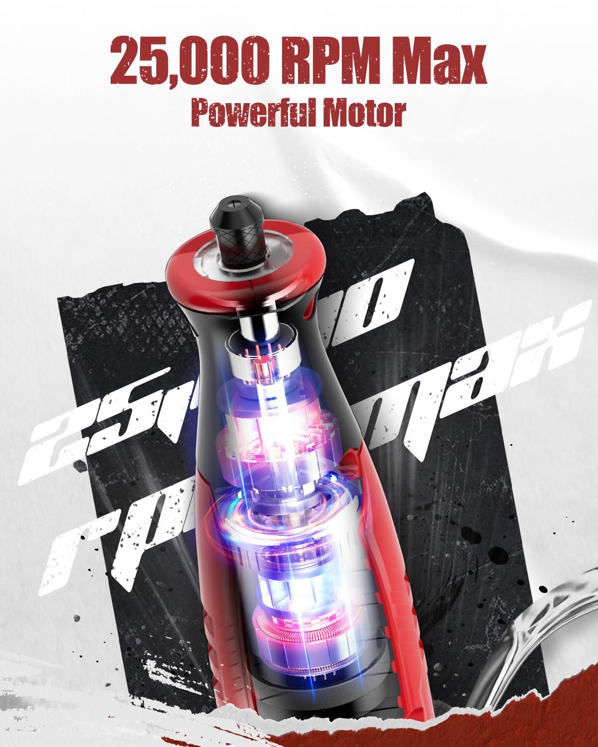 AVID POWER Cordless Rotary Tool 2.0 Ah 8V Rechargeable Rotary Tool, 4 Front LED Lights, 5 Speeds, 60 Pcs Rotary Accessories with Bag for Carving, Engraving, Sanding, Polishing and Cutting - Red