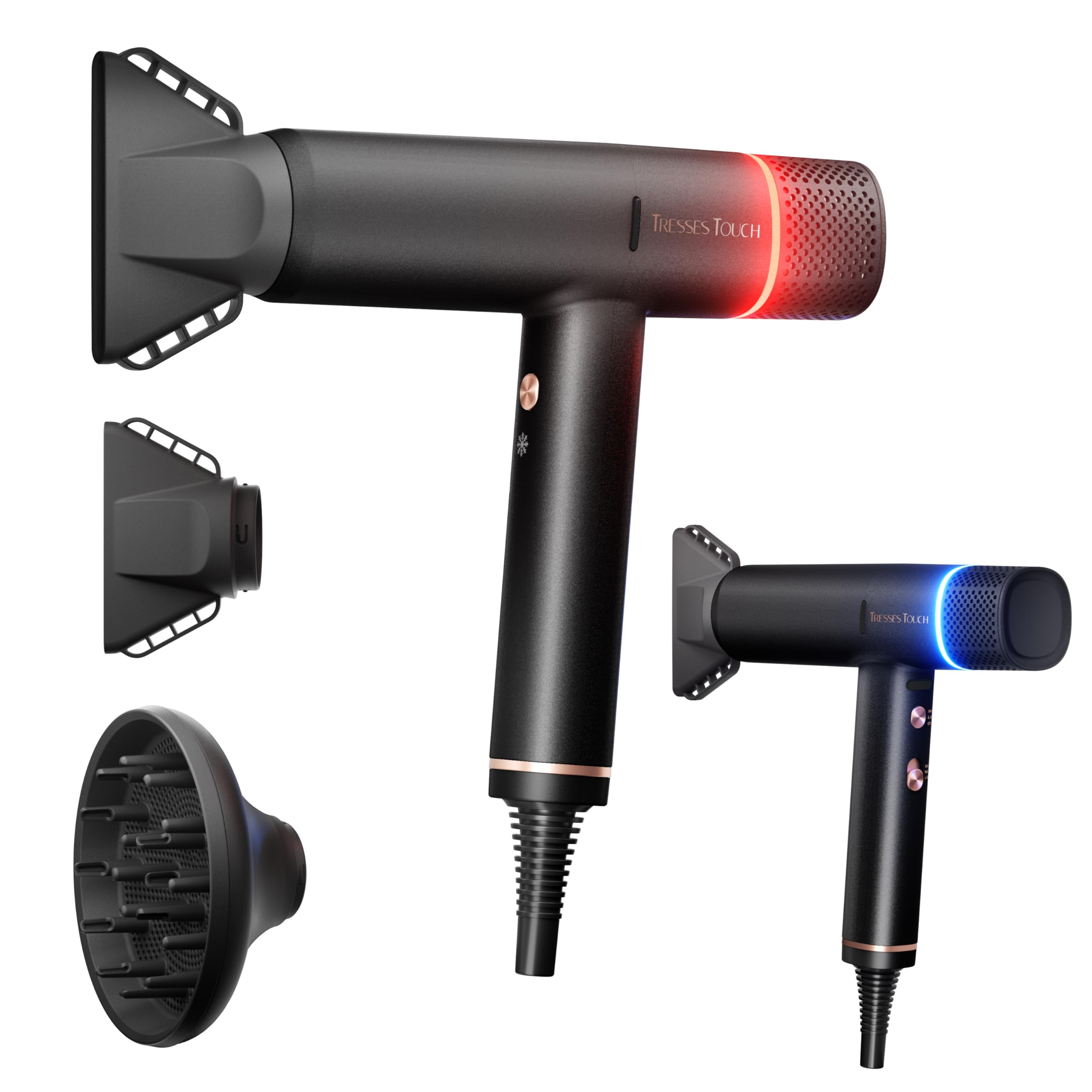 Photo 1 of Professional Hair Dryer, High Speed Portable Ionic Hair Blow Dryer with Diffuser for Women & Men, 3 Temps/2 Speeds, 6.56 Ft Cord, Best for Straight & Wavy Hair, for Home Travel, Black