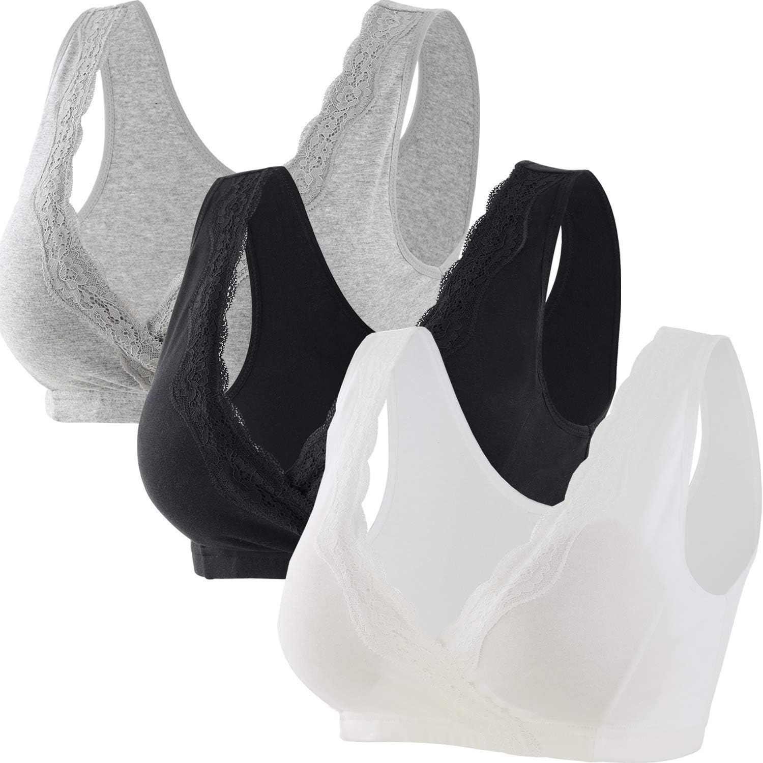 ZUMIY Baumwolle Still BH, Damen Lace Cotton Nursing BH für Schwangerschafts und Stillen Amazon