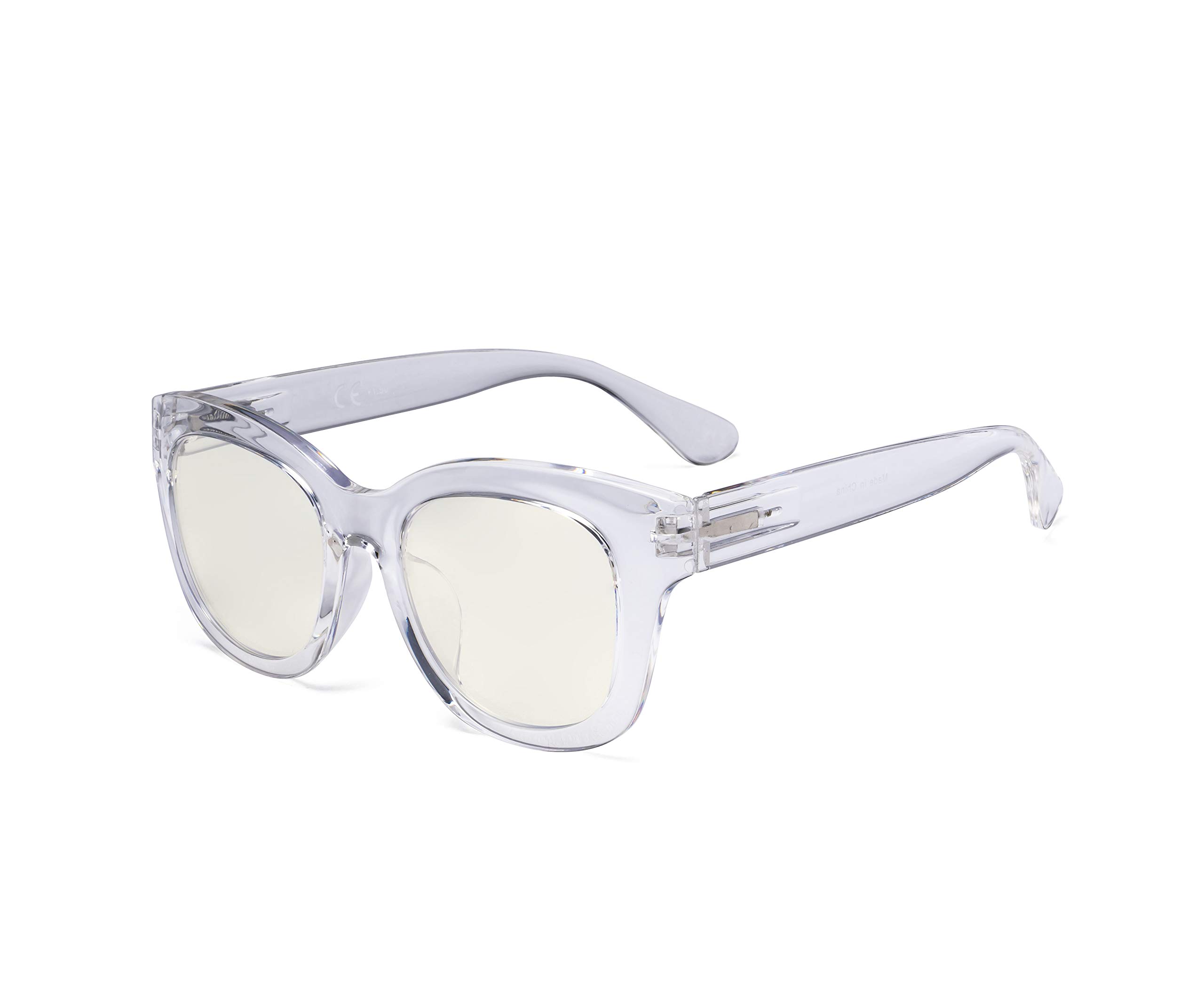 Eyekepper Oversized Progressive Readers Women - Protection Multifocus Computer Readers - Noline Trifocal Reading Glasses - Transparent Frame，+1.00