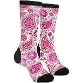 ACPPXF Pink Paisley Socks Funny Crew Dress Socks For Men Women