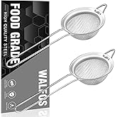 Walfos Small Fine Mesh Tea Strainer, Mini Stainless Steel Sieve with Handle, 2.7 Inch Kitchen Metal Sifter Strainers for Tea, Juicing, Coffee, Cocktail, Powdered Sugar, Matcha (2 Pack)