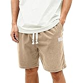 HOTake Mens Corduroy Shorts Casual 7 Inch Elastic Waist Drawstring Summer Beach Loose Fit Shorts