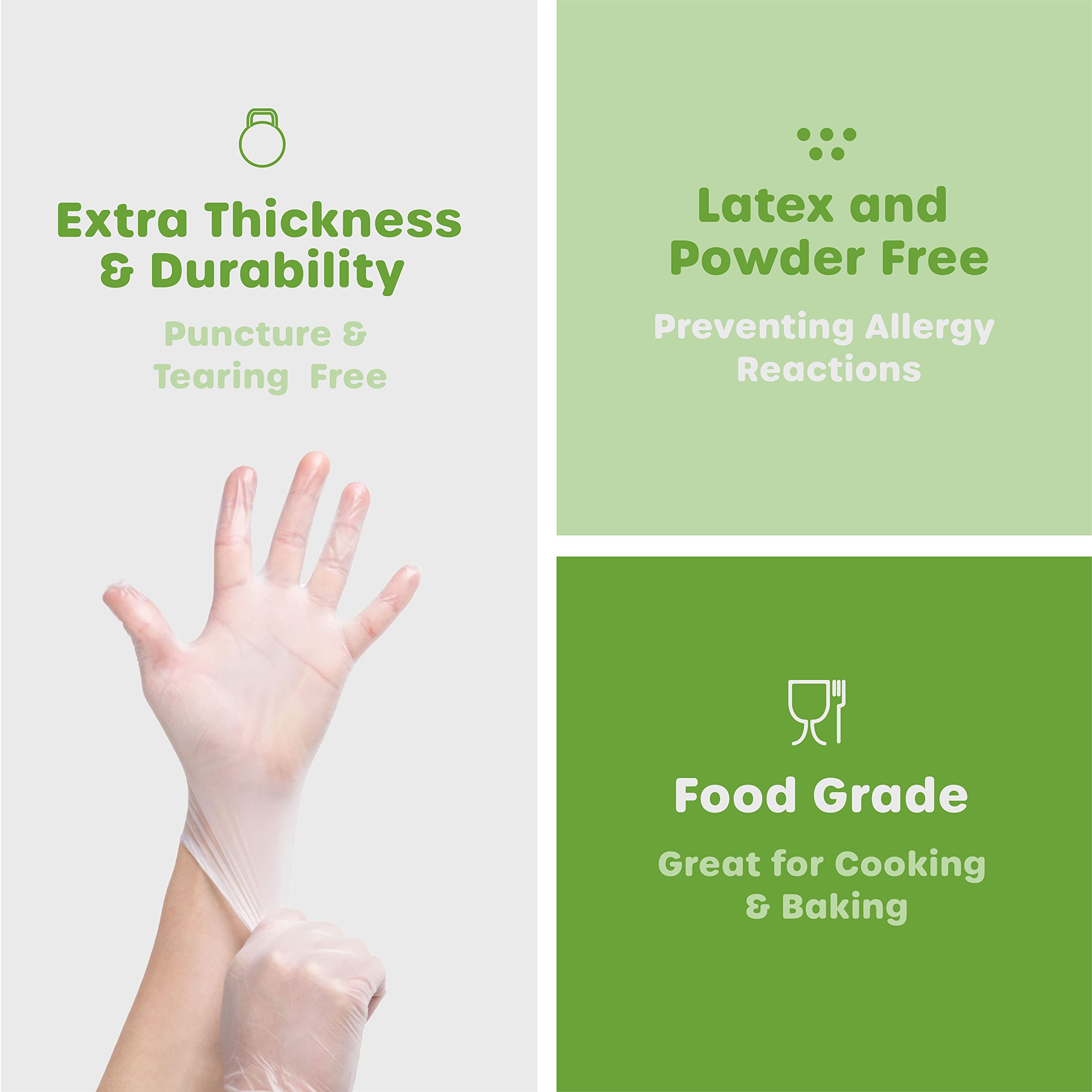 Comfy Package Disposable Vinyl Gloves – Clear, Latex-Free, Powder-Free, BPA-Free – Safe for Food Handling, Cooking & Cleaning