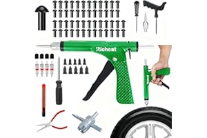 Richcat Tubeless Tire Puncture Repair Kit with Mushroom Plug, Repairs punctures and Flat Tires for Motorcycles, Cars, Trucks,