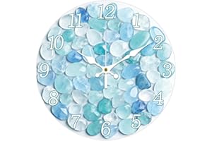 CONCHLERY 12inch Glass Wall Clock Bookshelf Pattern Battery Operated Round Clocks Silent Non Ticking Clock Decorative for Hom
