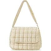 Herald Quilted Puffer Crossbody Bag for Women, Soft Lightweight Nylon Padding Bubble Flip Top Shoulder Purse Handbag