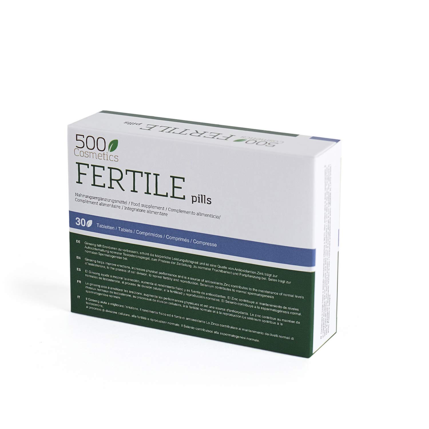 500Cosmetics Fertile - Natural Complement to Increase Fertility, Quality and Volume of Sperm - Made in The EU - 30 Tablets. (1)