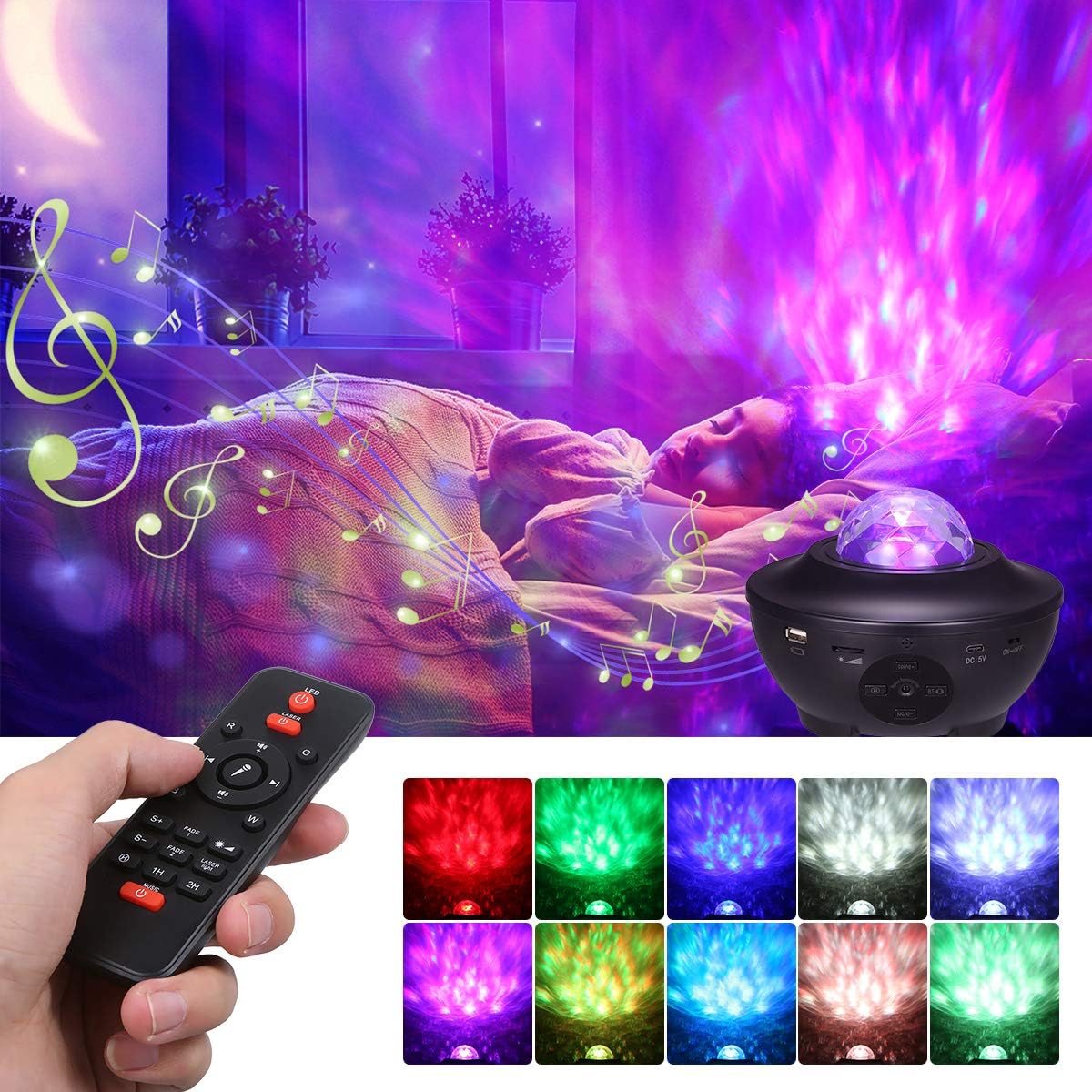 LED Star Light Projector Ocean Wave Galaxy Night Lights+Remote Control