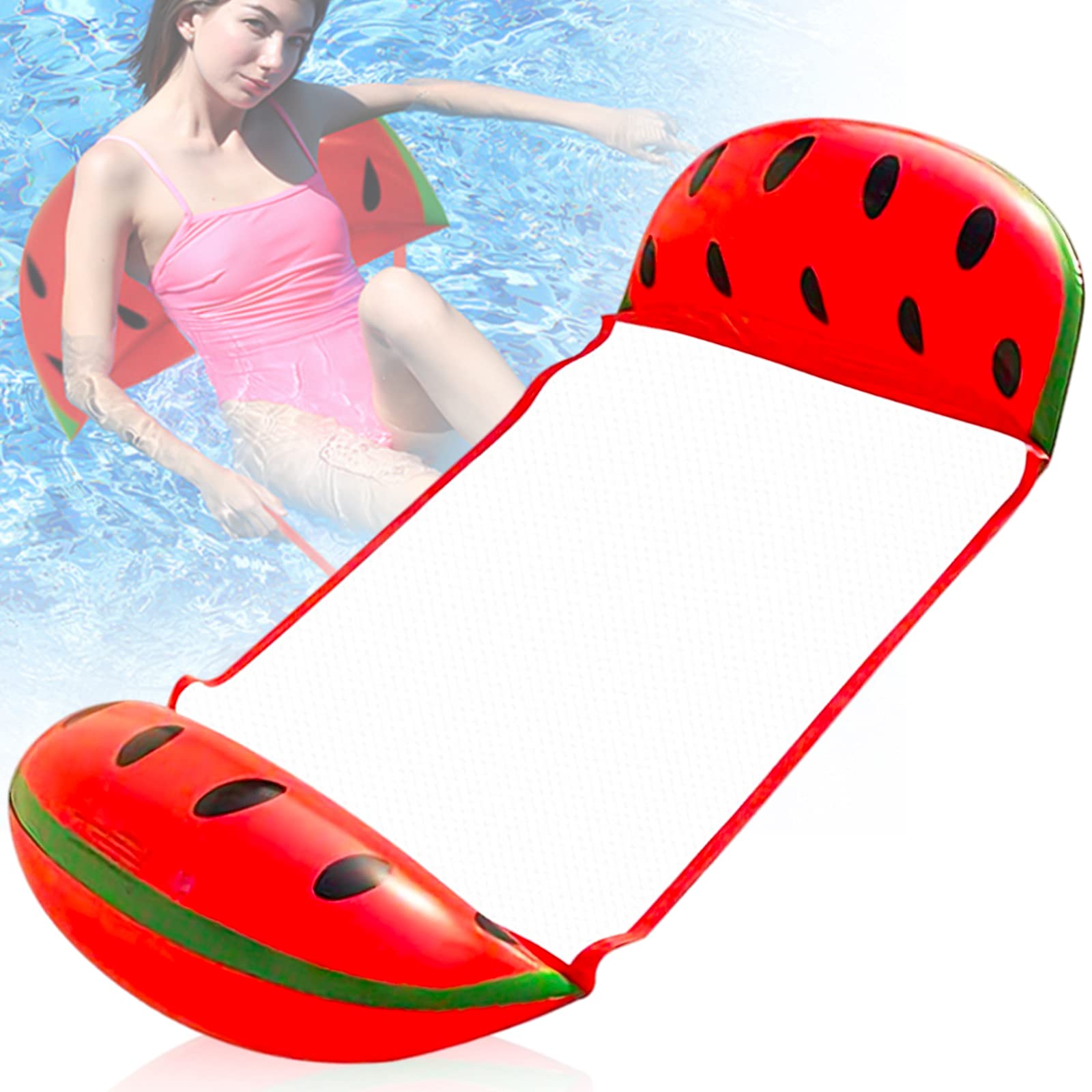 OYSJ Inflatable Floating Row, Water Hammock,Water Inflatable Floating Hammock Bed, Swimming Pool Beach Floating Recliner, Inflatable Swimming Bed Lounge Chair for Adults and Kids Summer Beach Sea