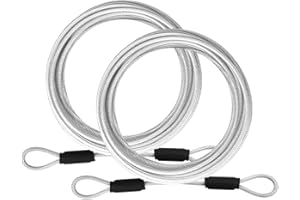 VIVBOO 3mm Stainless Steel Security Cable 4/6/10/15FT Luggage Lock Safety Cable Wire Flexible Steel Cable Security Wire Rope with Double Loop (2 Pack)