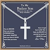Ieftop Gifts for Men - Cross Necklace Gifts for Men, Black/Gold/Silver Cross Necklace Stainless Steel Cross Necklace for Men Gifts Dad Son Birthday Gifts for Dad Son Husband Necklace for Men