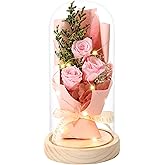 Vesbobo Mother' s Day Gifts Forever Flowers Bouquet, Preserved Flowers for Delivery Prime Gifts, for Her, Mom, Wife Suitable for Birthday, Mother’s Day, Anniversary, Christmas, Wedding. (Pink)