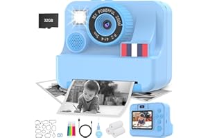 Yosfeng Instant Print Camera for Kids - Christmas Birthday Girls Boys Gifts for Age 3 4 5 6 7 8 9 10 Year Old, 2.4 Inch Screen Kids Instant Camera, Kid Digital Video Dual Cameras with 32 GB SD Card