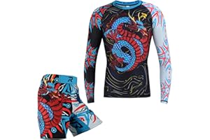 ROAR-INT MMA Rash Guard & BJJ Shorts Set Kids Fight Training Grappling Wear Jiu Jitsu Gi Trunks Outfit Set
